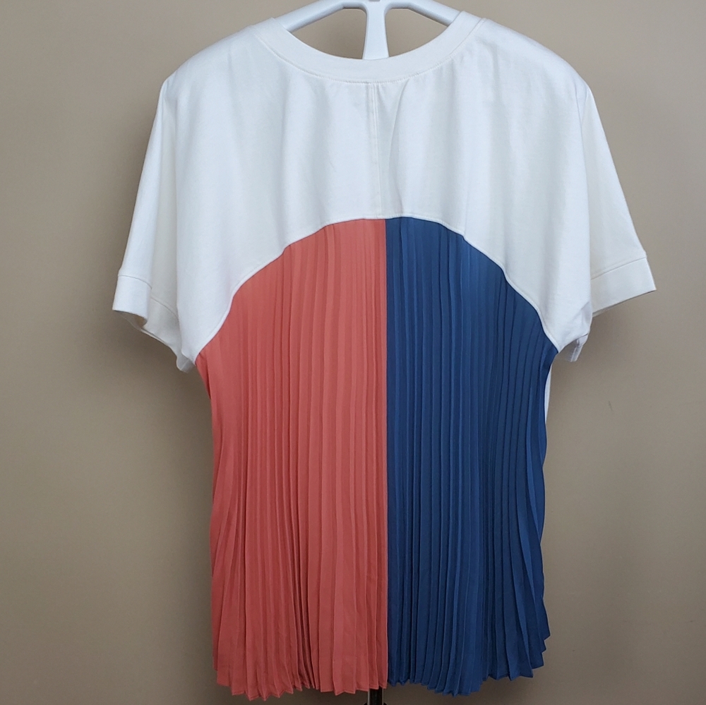 Color Block French Terry Knit Tunic Sweatshirt Blouse Top